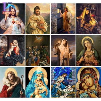 80x100cm Krāsu Ar Numuriem Pieaugušajiem Ar Rāmi Jēzu, Ticības, Mīlestības, Miera Dievs Ikonu Glezniecības skaits Akrila Krāsas Jēzus Dekori