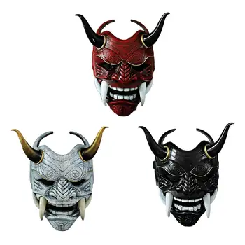 Pieaugušo Unisex Helovīna Sejas Maskas Japāņu Hannya Dēmons Oni Samurai Noh Kabuki Prajna Velna Maska, Lateksa Maskas Puse