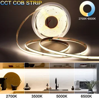 COB KMT LED Sloksnes Gaismas Ultrathin 5mm 2 Vadi 2700-6500K Aptumšojami Bicolor COB LED lentas Dekoru Apgaismojums led sloksnes istaba