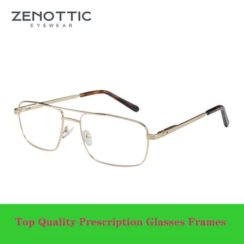 ZENOTTIC Dizaina Vīriešu Titāna Sakausējuma Brilles Rāmis Vīriešu Modes Laukumā Ultravieglajiem Acu Miopija Recepšu Brilles